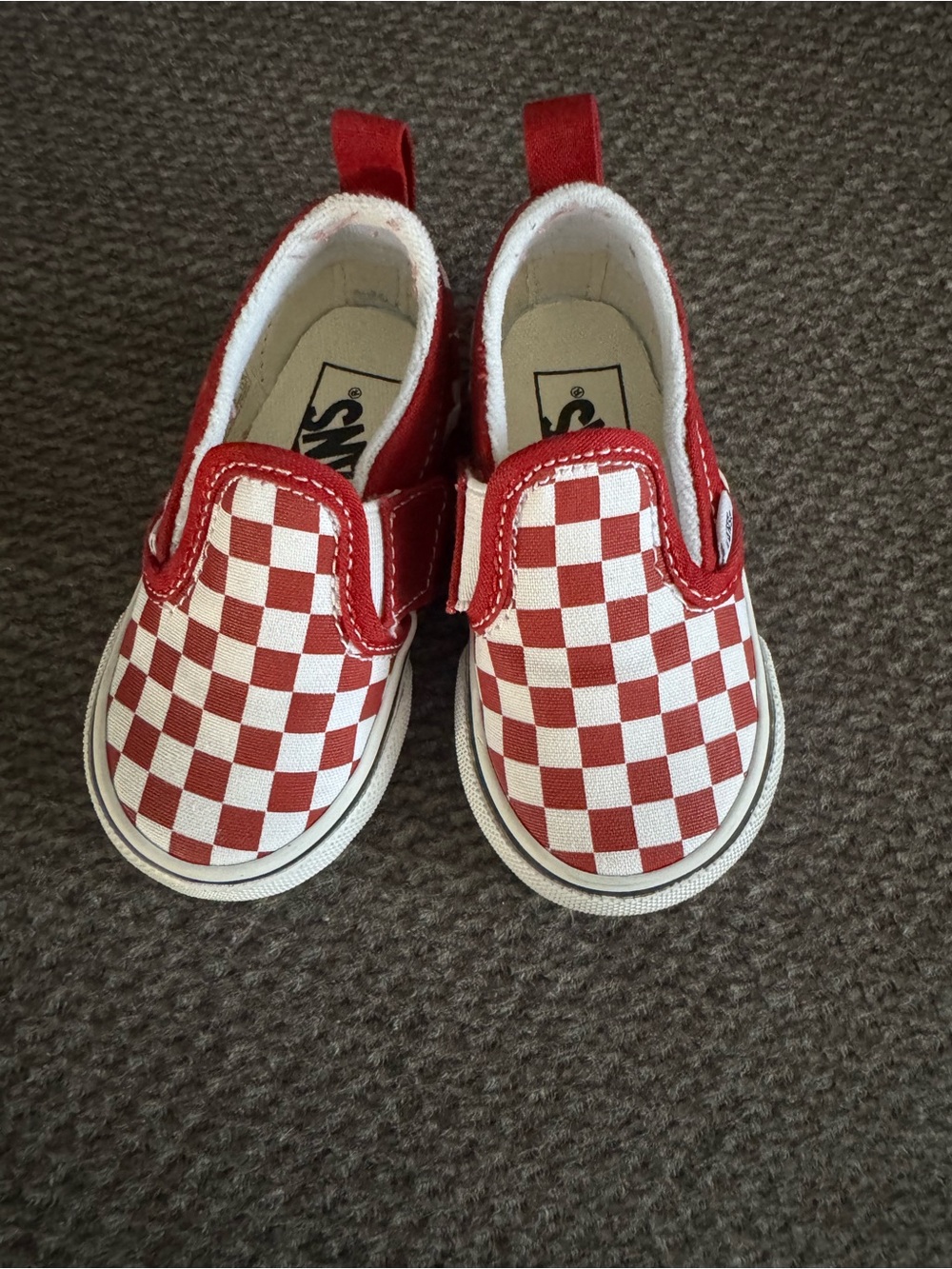 Vans Baby Slip-On Checkerboard Sneakers - Red & White